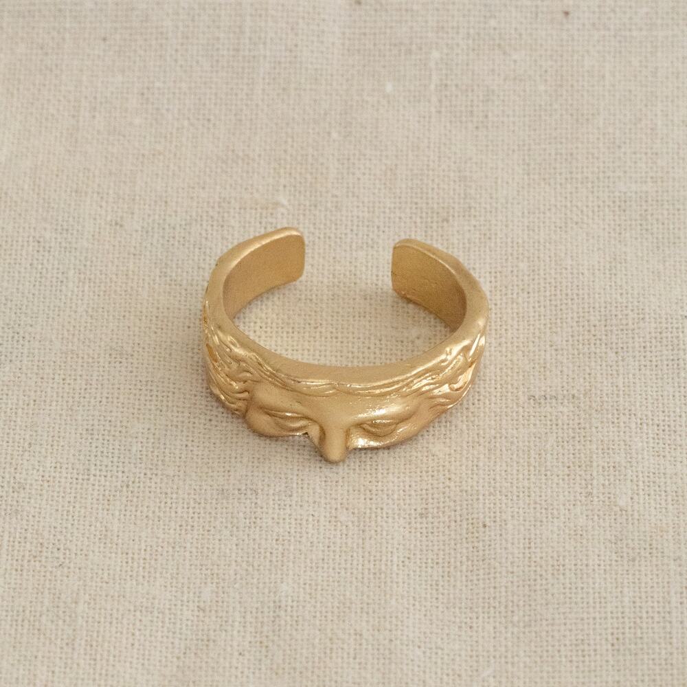 Y2K Vintage Gold Greek Face Ring – Adjustable Size, Unisex, Brand New